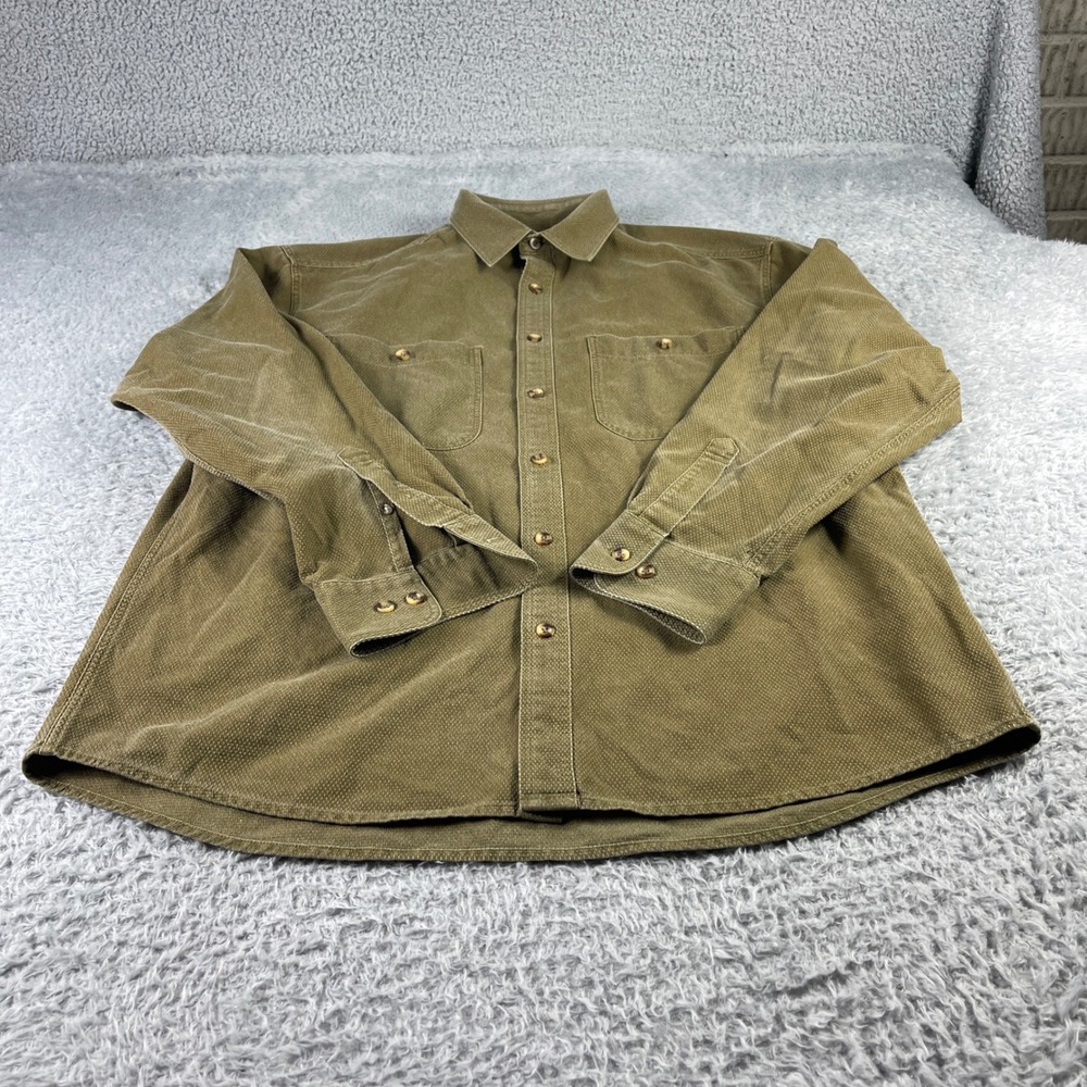Cabelas Outdoor Gear Mens Large Olive Green Textured Cotton Button Down Shirt